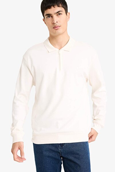 DeFacto %100 Pamuk Yarım Fermuarlı Sweatshirt F2254AX25WN