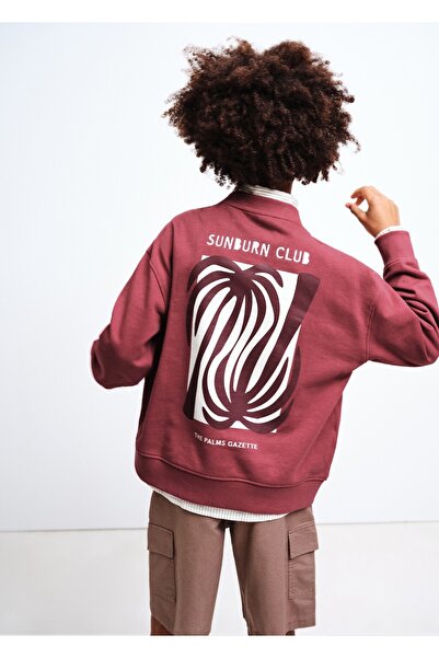 MANGO Kids Desenli oversize pamuklu sweatshirt