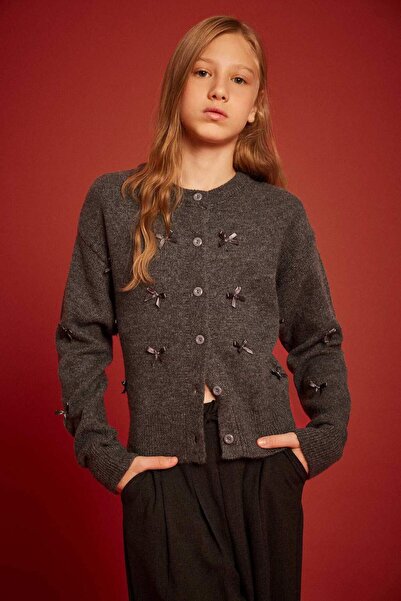DeFacto Crew Neck Bowknot Buttoned Cardigan for Girls G3240A825Wn