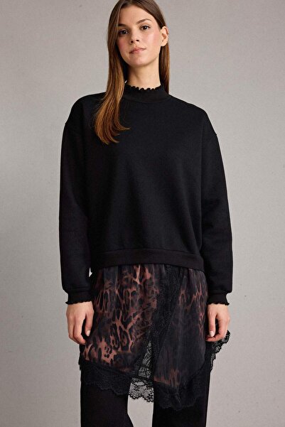 DeFacto Світшот з леопардовим принтом, коміром-стійкою та спідницею G6561AX25WN