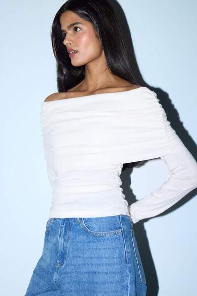 DeFacto Tricou cu nervuri, croială slim, cu umerii goi G8072AX26SP