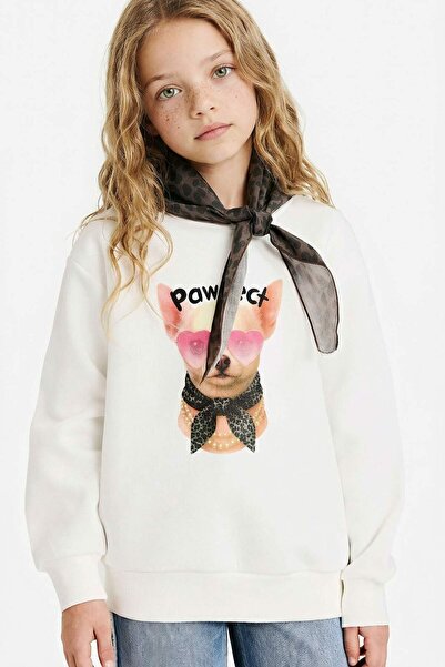 DeFacto Hanorac cu imprimeu, cu interior moale și pufos, pentru fete G6416A825WN