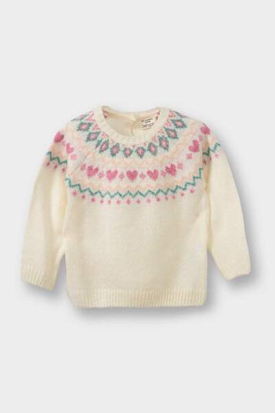 DeFacto Crew Neck Patterned Knitwear Sweater Baby Girl A5672A525Au