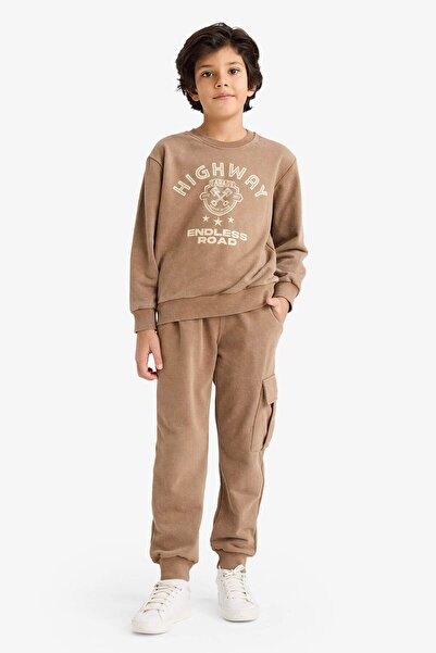 DeFacto Set de 2 cu imprimeu hanorace și pantaloni de trening pentru băieți G...