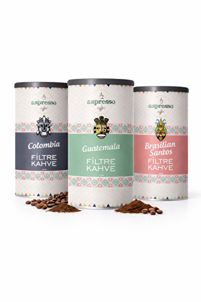 Aspresso طقم قهوة مفلترة 3 × 500 جرام. كولومبيا، غواتيمالا، سانتوس