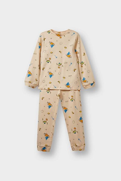 DeFacto 100% Cotton Space Printed Elastic Waist Pajama Set for Baby Boy F0550...