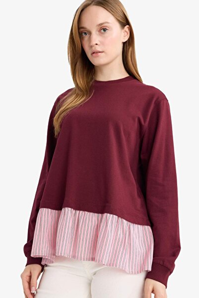 DeFacto Swea tricou Tunica cu detaliu la tivul fustei Regular Fit guler rotun...