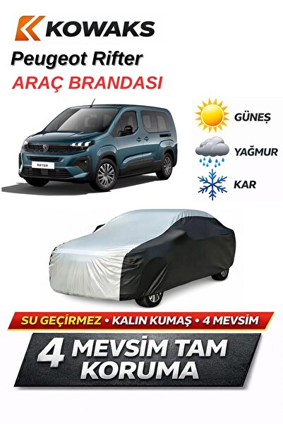 KOWAKS Peugeot Rifter Oto Branda, Araba Brandası, Siyah-Gri