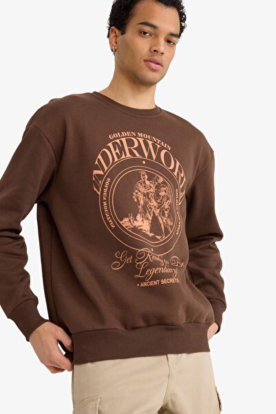 DeFacto Hanorac cu imprimeu, croială boxy, cu guler tip crewneck F2111AX25AU