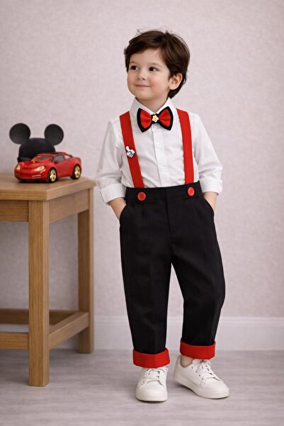 tubibebe Mıckey Mouse Gömlekli Erkek Bebek Çocuk Salopet Takım