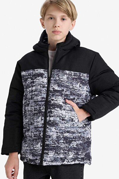DeFacto Jachetă impermeabilă cu glugă și fermoar pentru băieți E7418A825WN