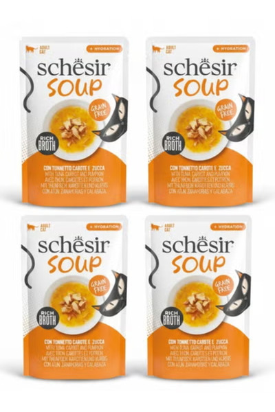 Schesir شوربة للقطط البالغة – التونا مع الجزر واليقطين – طعام رطب خالي من الح...