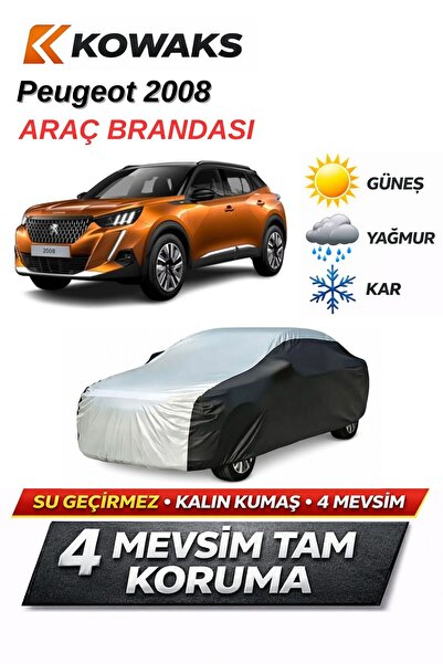 KOWAKS Peugeot 2008 Oto Branda, Araba Brandası, Siyah-Gri