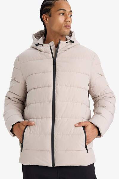 DeFacto Water Repellent S Slim Fit Slim Fit Lined K Hooded Zippered Pocket Pa...