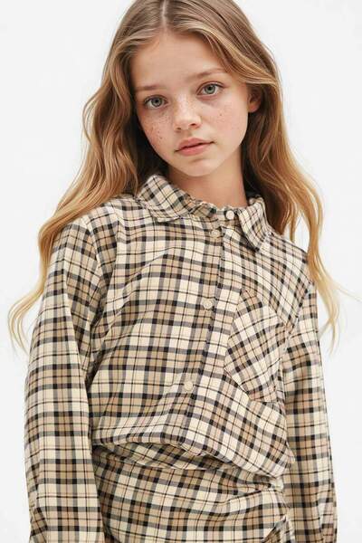 DeFacto Oxford Kareli Uzun Kollu Gömlek Kız Çocuk G1636A825AU