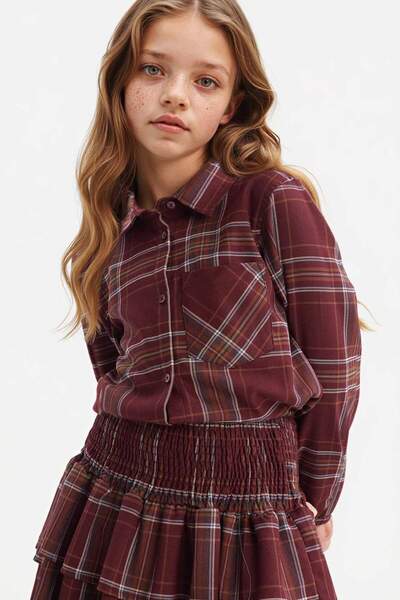 DeFacto Oxford Kareli Uzun Kollu Gömlek Kız Çocuk G1636A825AU
