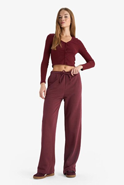 DeFacto Straight Fit Beli Bağcıklı Basic Düz Geniş Paça Eşofman Altı D6667AX25AU