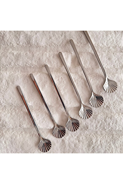yeninesilevim 6'lı Gümüş Midye Istiridye Sunum Çay Tatlı Sunum Kaşığı 18/10 P...