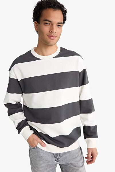 DeFacto Φούτερ με ριγέ λαιμόκοψη και φαρδιά γραμμή F4641AX25AU