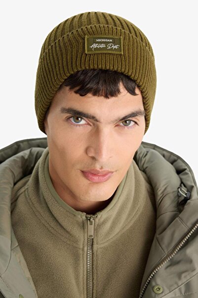 DeFacto Men's Label Printed Fleece Inside Beret F4131Ax25Wn