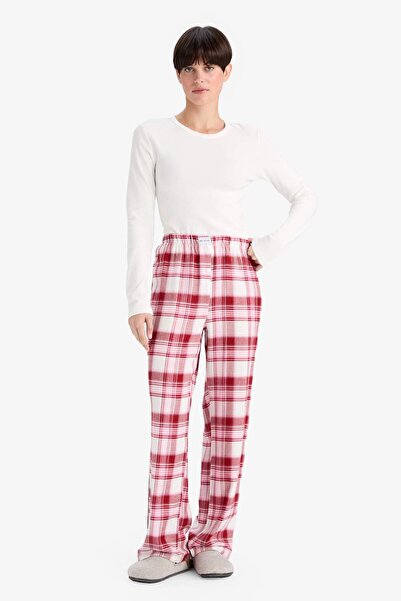 DeFacto Regular Fit Uzun Kareli Pijama Altı G0368AX25AU