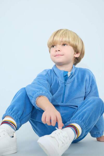 DeFacto 2Li Takım Fleece Half Zipper Sweatshirt Sweatpants Baby Boy G4394A525Wn