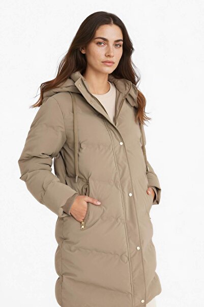 DeFacto Regular Fit Hooded Zippered Mink Women's Coat F2876Ax/Bn500