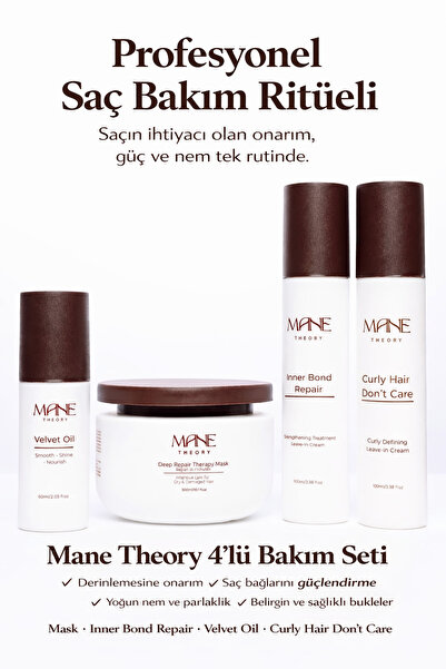 MANE THEORY 4’lü bakım seti Maske-Yağ-Bukle Belirginleştirici-Bağ Doku Güçlen...
