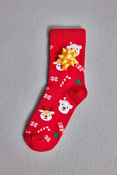 DeFacto Детски коледни дълги памучни чорапи, 2 чифта G3990A8NS