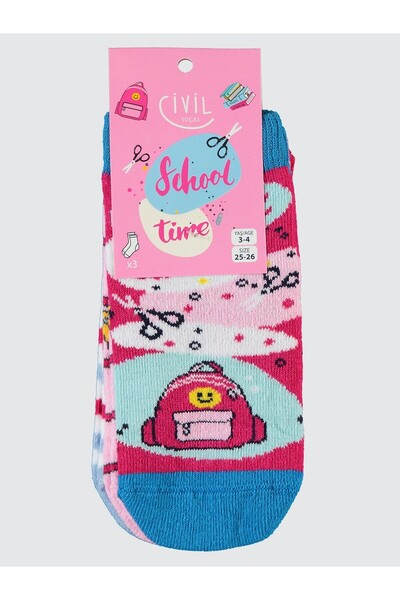Civil Socks Ροζ Κοριτσίστικες Κάλτσες - Σετ 3 τεμαχίων για Ηλικίες 3-12 ετών