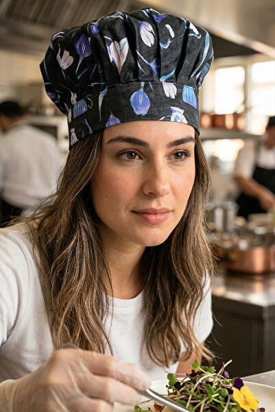 sevilya Adjustable Chef's Beret Adjustable Chef's Hat Chef Hat Patterned Chef...