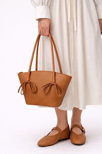 ÇANTAM GELSİN Sandy Bow Tie Bag Taba
