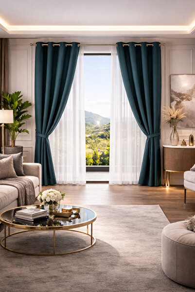 Atmosphera Atmosphera blackout curtain, 140 x 260 cm, Polyester, Aegean Blue ...