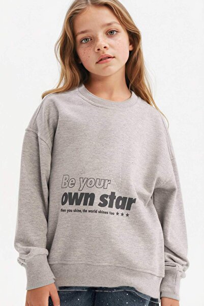 DeFacto Hanorac cu imprimeu Relax Fit cu gât crew pentru fete G3807A825WN