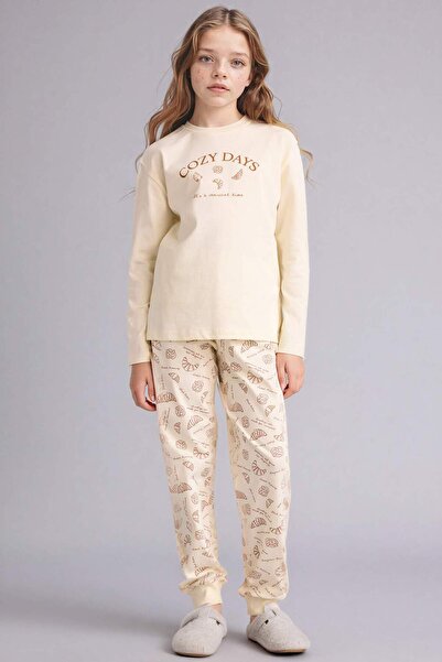 DeFacto Girls' Pajama Set Printed Long Sleeve Top Patterned Long Bottom F6231...