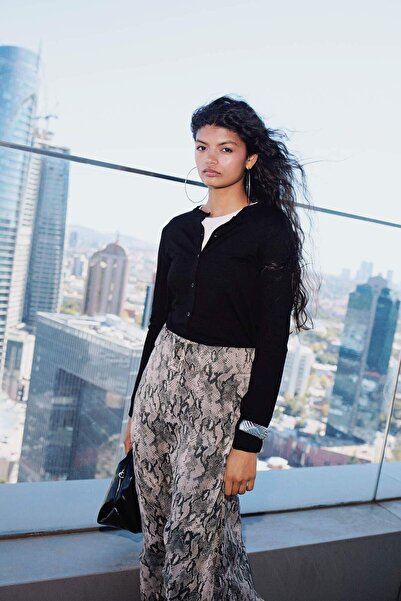 DeFacto Regular Fit Patterned Lined Chiffon Midi Skirt G0194Ax25Au