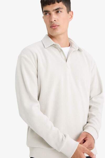 DeFacto Hanorac din velur cu jumătate de fermoar, cu guler polo, cu potrivire...