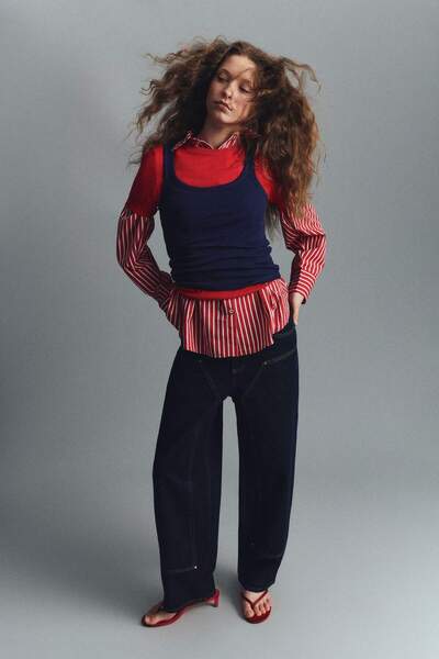 DeFacto 100% памучни дънки с висока талия и кройка Barrel Fit G1406AX25WN