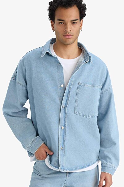 DeFacto Oversized Jean Long Sleeve Shirt F0382Ax25Au