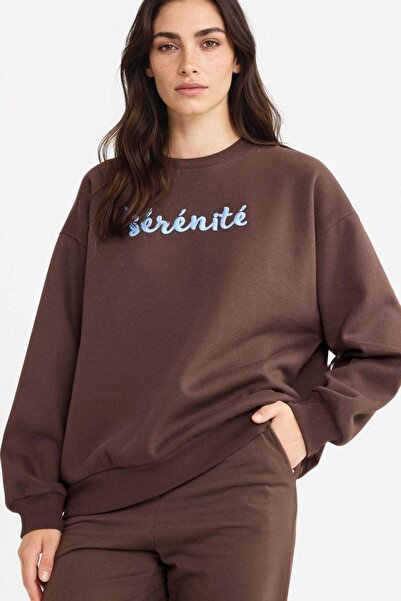 DeFacto Oversize Wide Fit Crew Neck Printed Sweatshirt G1823Ax25Wn