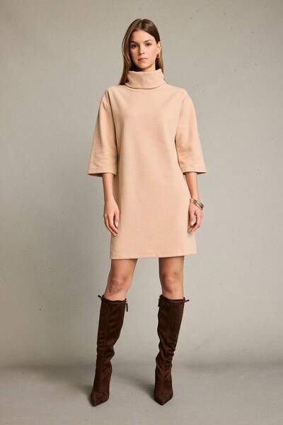DeFacto Turtleneck Half Sleeve Mini Dress G3793Ax25Wn