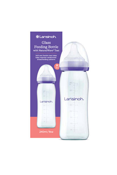 Lansinoh Biberon de 240 ml și NaturalWave ®   Tetina pentru biberon (3 luni+)