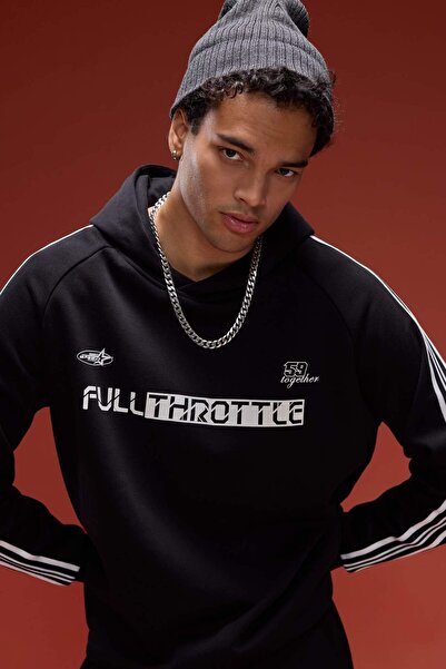 DeFacto Boxy Fit Hooded Printed Sweatshirt F3826Ax25Wn