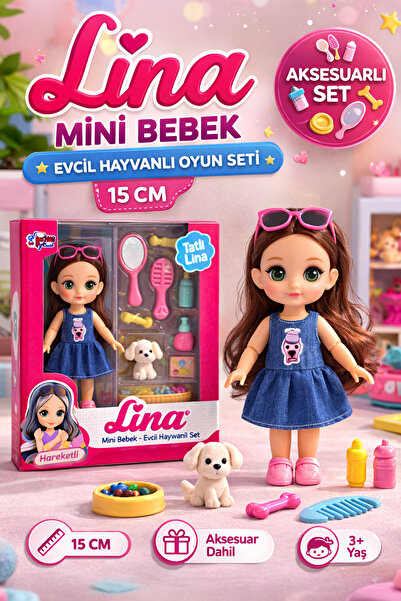 viyol marketim Tatlı Lina Bebek Oyun Seti – 15 cm Figür Bebek Kız Çocuk Oyunc...
