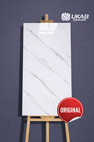 UKAB Kendinden Yapışkanlı Esnek Köpük Beyaz Mermer Desenli Pvc Panel 60x30 Cm...