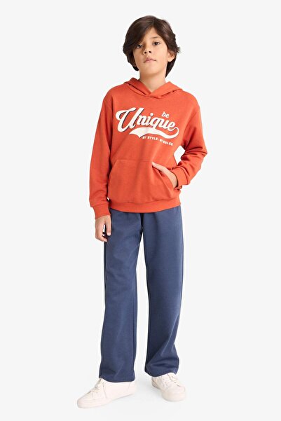 DeFacto 2li Takım Kapüşonlu Baskılı Sweatshirt Eşofman Altı Erkek Çocuk G3662...