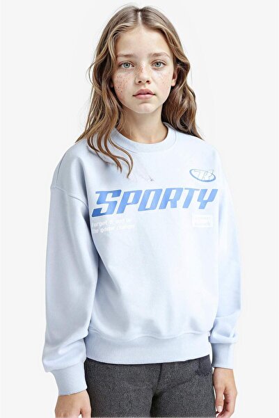 DeFacto Relax Fit Bisiklet Yaka Baskılı Sweatshirt Kız Çocuk E6760A825AU