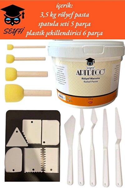 SEYFİKİRTASİYE 3,5 kg ARTDECO rölyef pasta spatula seti 5 parça plastik şekil...
