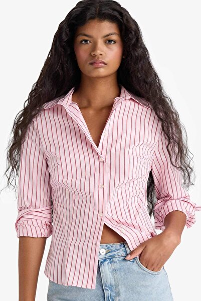 DeFacto Fitted Striped Poplin Long Sleeve Shirt F9209Ax25Au