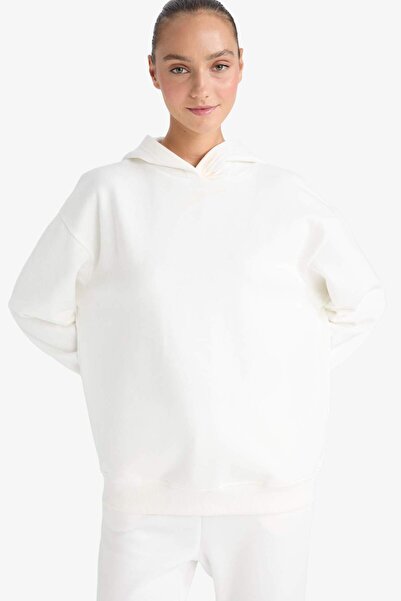 DeFacto Relax Fit Hooded Basic Plain Thick Sweatshirt D9935Ax25Wn